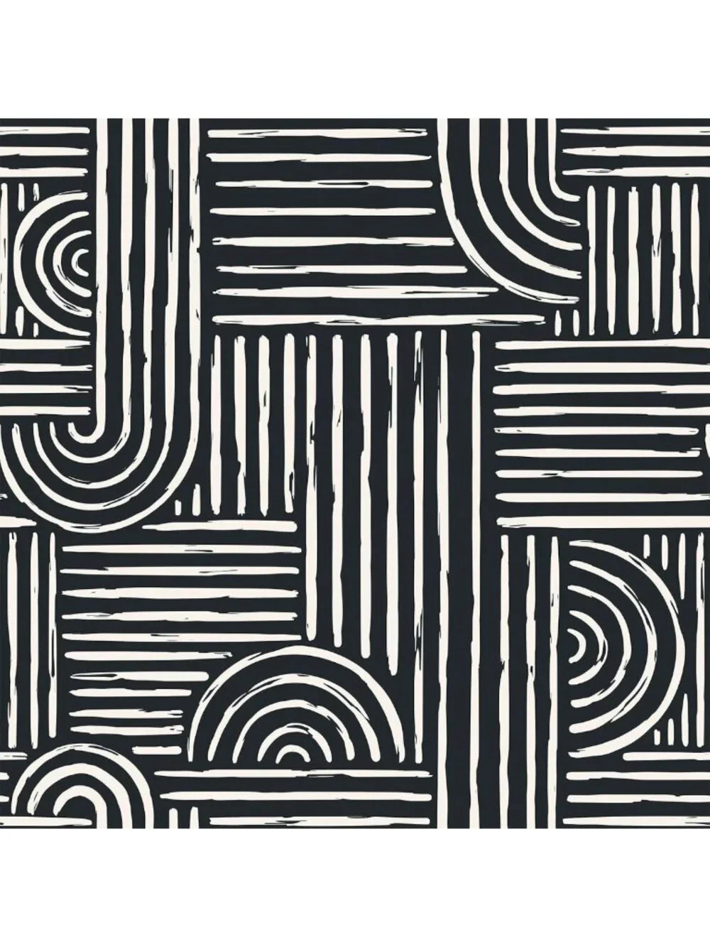 Modern Black and White Geometric Peel and Stick Wallpaper - Abstract Minimalist